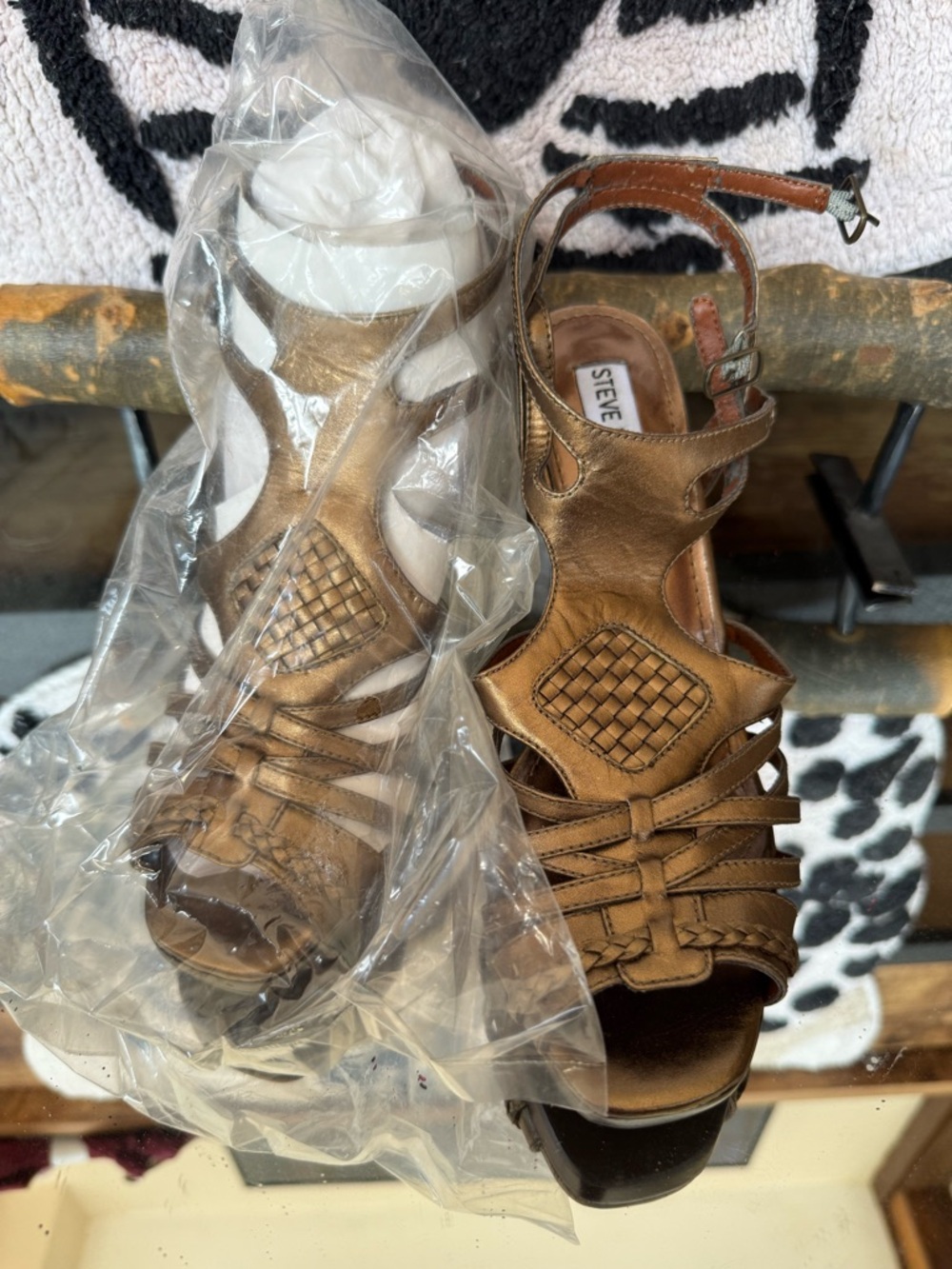 Steve Madden Bronze Strappy Platform Heels